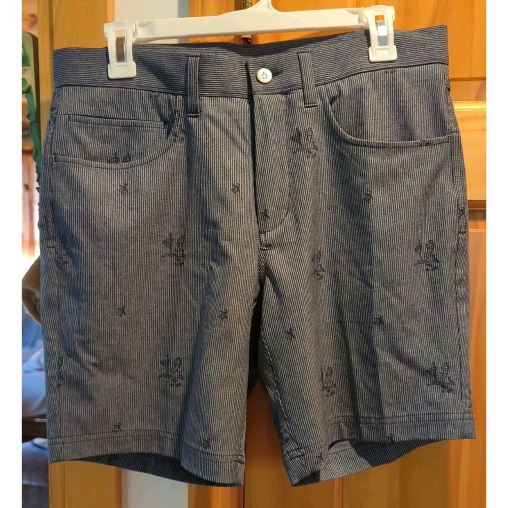 NWT An Original PENGUIN Blue Stripe Print Casual Lightweight Shorts Size 30‎